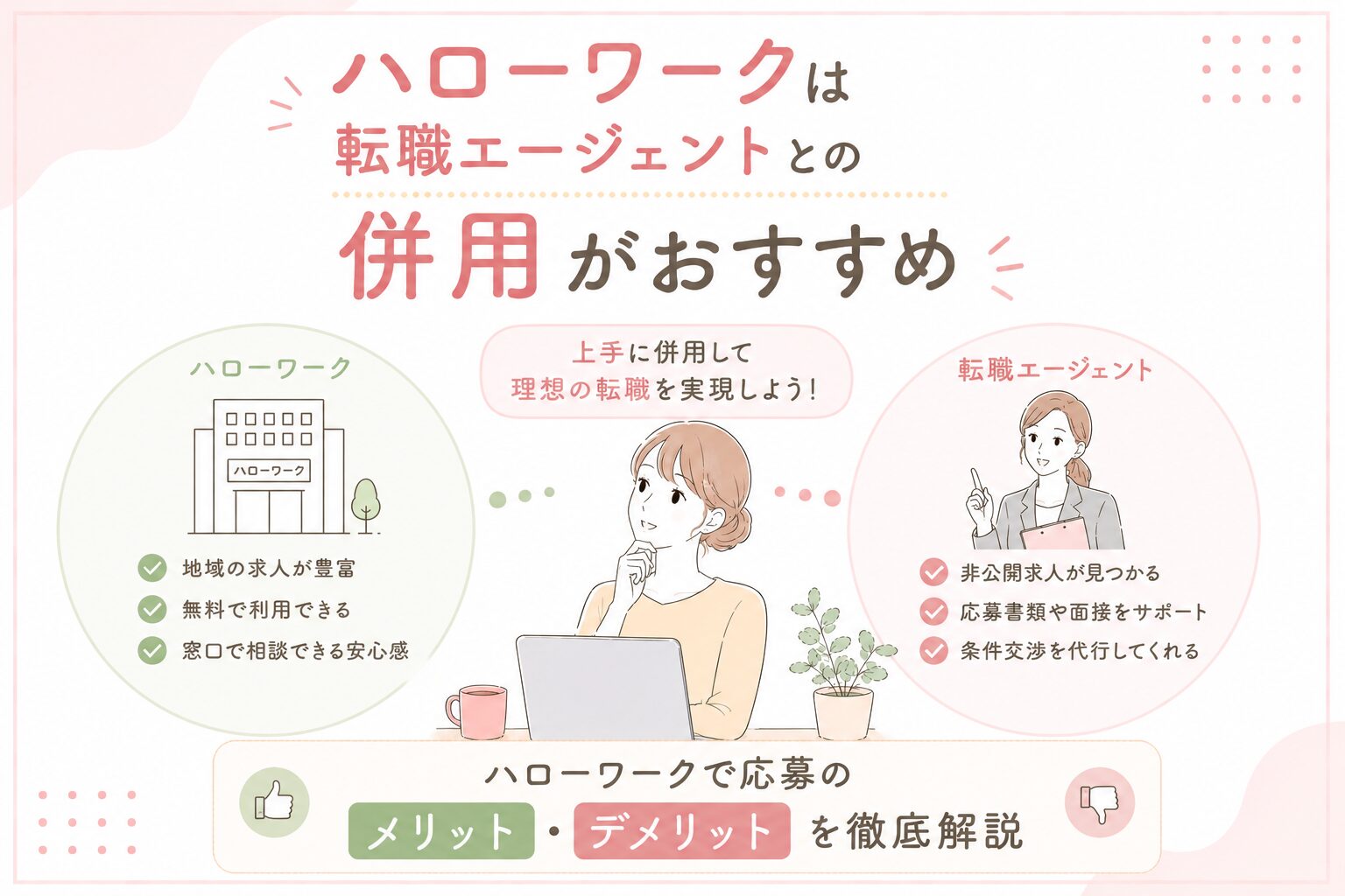 ハローワークは転職エージェントとの併用がおすすめ