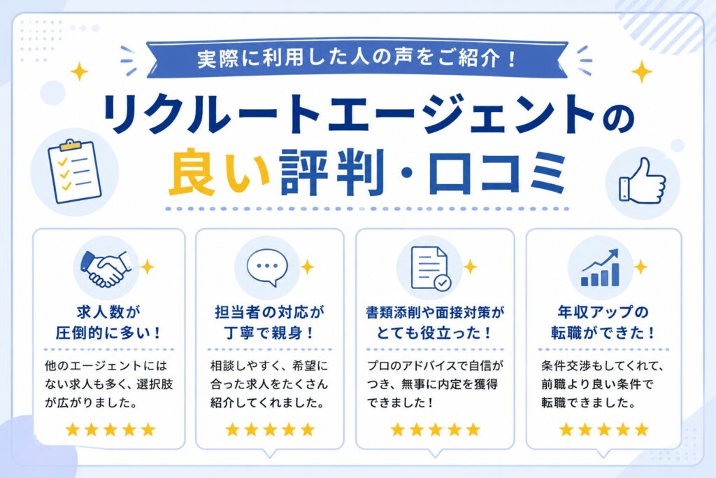 リクルートエージェントの良い評判・口コミ